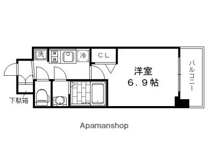 プレサンスTHEKYOTO 華苑(1K/2階)の間取り写真