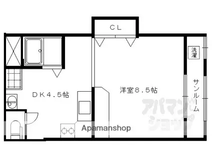 葛城マンション(1DK/3階)の間取り写真