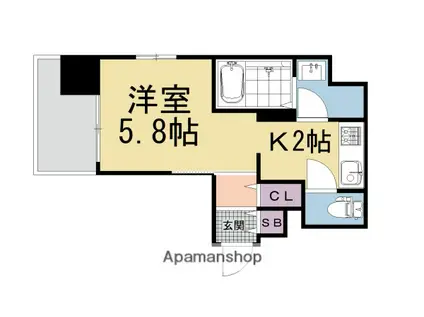 フレール烏丸五条(1K/7階)の間取り写真