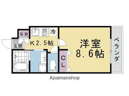 ハーミテージ修学院(1K/1階)の間取り写真