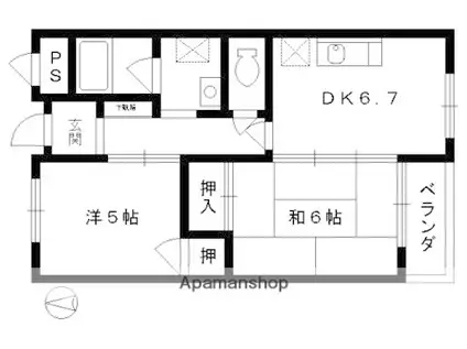 コスモ星の子ハイツ(2DK/4階)の間取り写真