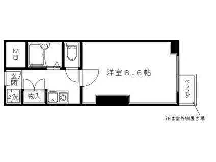 コスモリード京都今出川(1K/2階)の間取り写真