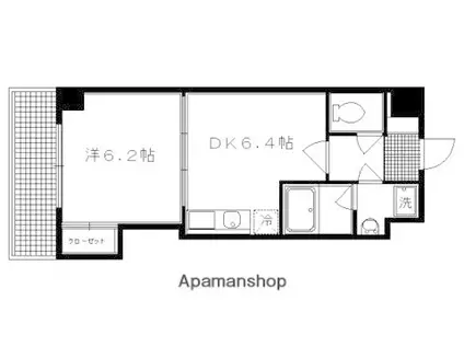 十四軒町マンション(1DK/8階)の間取り写真