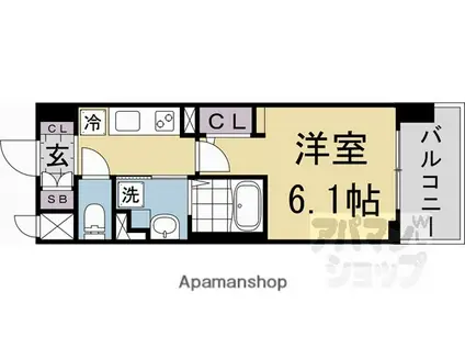 アスヴェル京都四条西院(1K/3階)の間取り写真