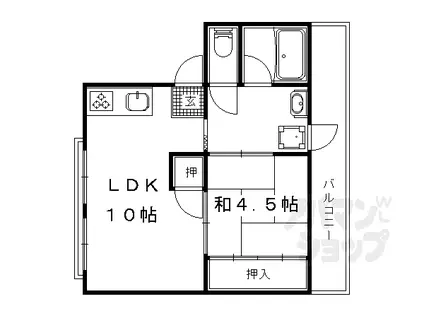 山伴マンション(1LDK/3階)の間取り写真