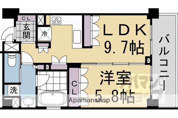 リーガル京都御所西Ⅲ(1LDK/3階)の間取り写真