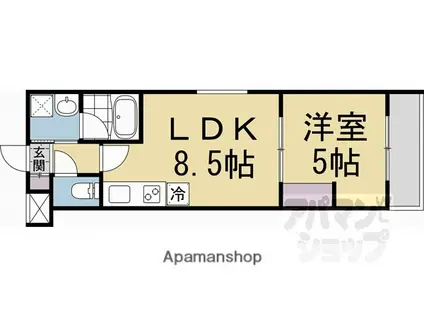 PRESTIGE京都二条(1LDK/1階)の間取り写真