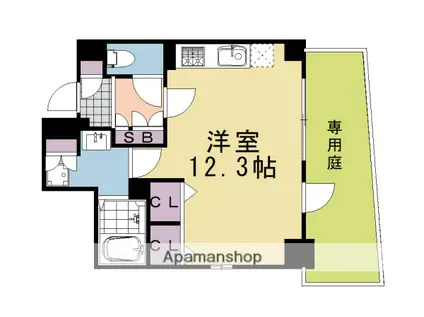 CALM姉小路通(ワンルーム/1階)の間取り写真