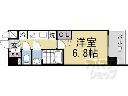 プレサンス 京都室町通 紫水(1K/4階)の間取り写真