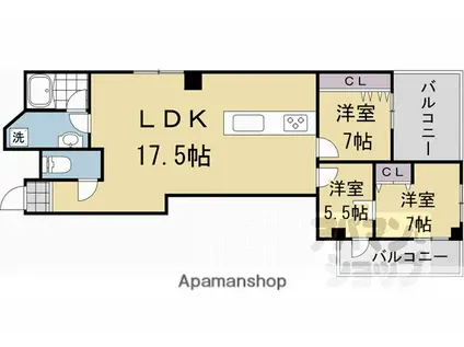 シャトーラアンジュ(3LDK/2階)の間取り写真