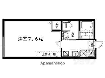 フラッティ堀川高辻(1K/1階)の間取り写真