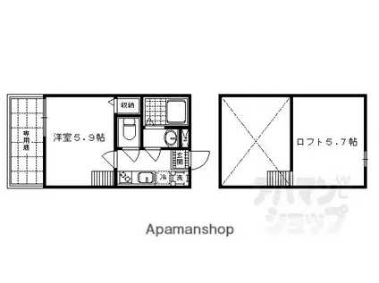 ロフティ四条大宮(1K/1階)の間取り写真