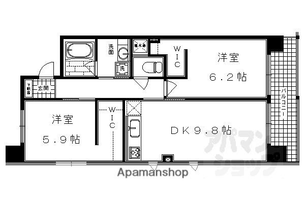 IL ROSSO 堀川六角(2DK/4階)の間取り写真