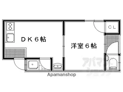 東丸太町マンション(1DK/2階)の間取り写真