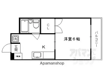 ハイツ北野(1K/2階)の間取り写真
