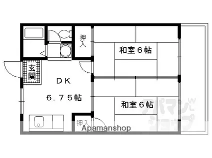 グランドール伏見(2DK/2階)の間取り写真