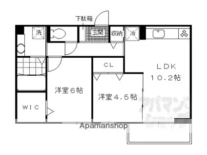 シューペリアII(2LDK/3階)の間取り写真