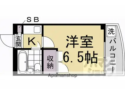 シグナス御所ノ内(1K/3階)の間取り写真