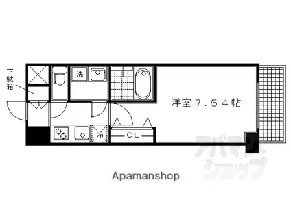 CREA二条城北(1K/1階)の間取り写真
