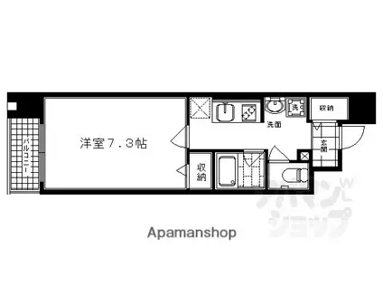 阪急電鉄京都線 西院駅(阪急) 徒歩7分 4階建 築17年(1K/1階)の間取り写真