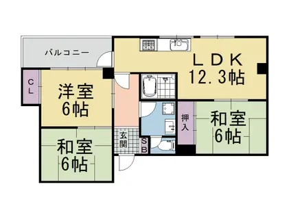 ハイツエリーPARTII(3LDK/2階)の間取り写真