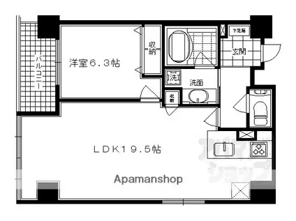 QUON四条柏屋町(1LDK/7階)の間取り写真