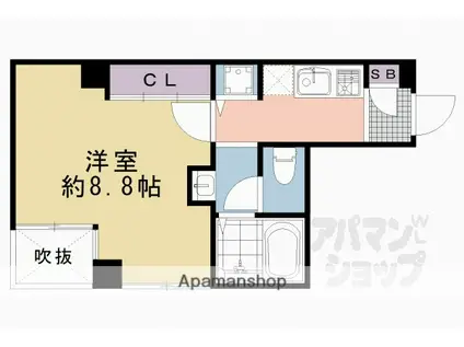 アベビル(1K/3階)の間取り写真