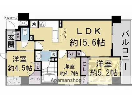 プレサンスロジェ京都御所西(3LDK/2階)の間取り写真
