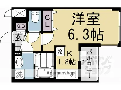 アドバンス京都レイズ(1K/2階)の間取り写真