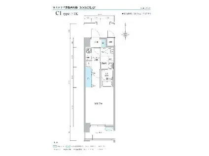 カスタリア京都西大路(1K/11階)の間取り写真
