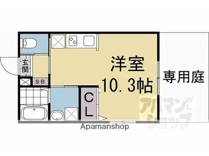 メゾン・ソレイユ稲荷(ワンルーム/1階)の間取り写真