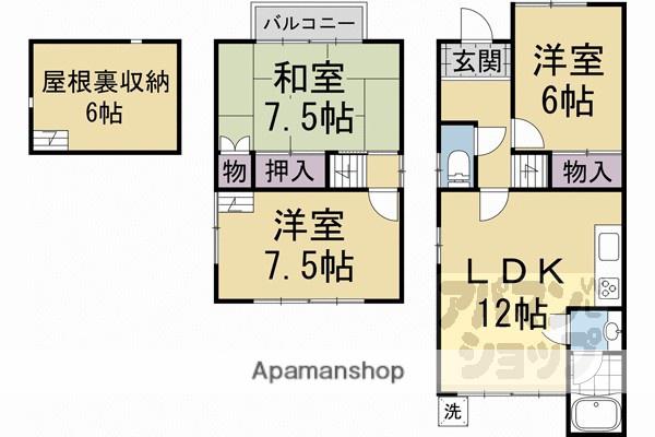 叡山電鉄 修学院駅 徒歩8分 2階建 築42年(3LDK)の間取り写真