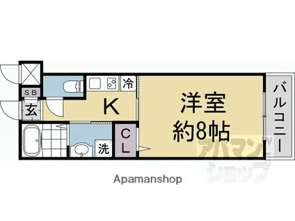 CREST TAPP京都丹波口II(1K/3階)の間取り写真