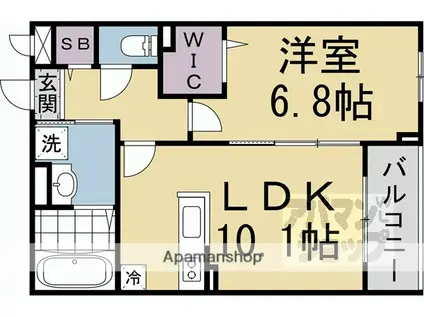 アーバンコート堀川西(1LDK/1階)の間取り写真