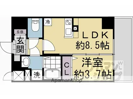 ASCLAIRE京都西院(1LDK/6階)の間取り写真