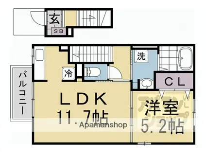離宮III(1LDK/2階)の間取り写真