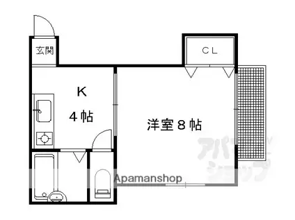 コーポ牧II(1K/1階)の間取り写真