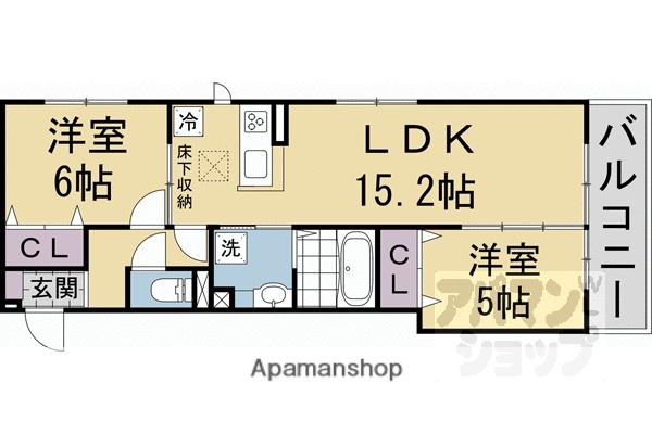 DーROOM西院小米町(2LDK/3階)の間取り写真