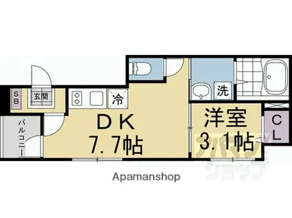 EMBELLIR COCO(1DK/3階)の間取り写真