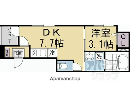 EMBELLIR COCO(1DK/3階)の間取り写真