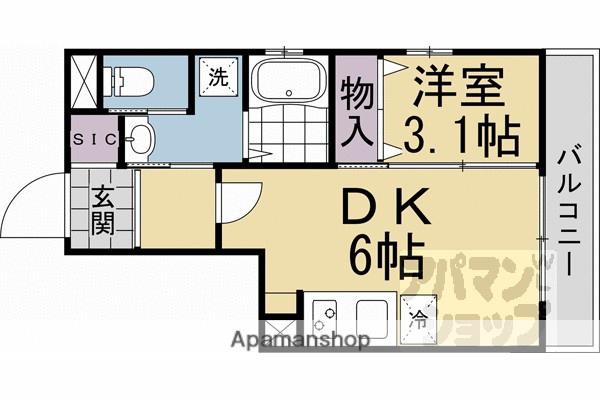 LIVE FLAT京都西院(1DK/2階)の間取り写真