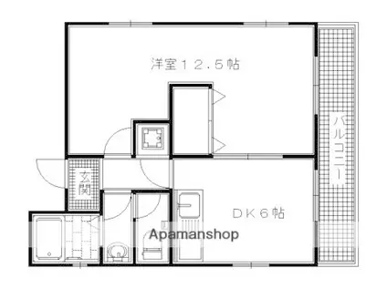 ブレイズ村本(1DK/1階)の間取り写真