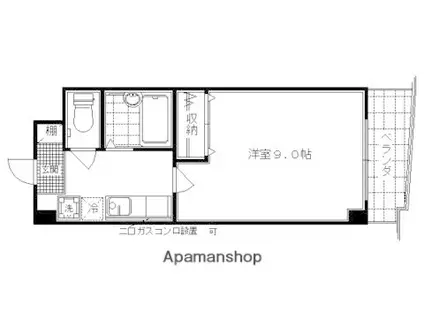 スールシャンブル(1K/4階)の間取り写真