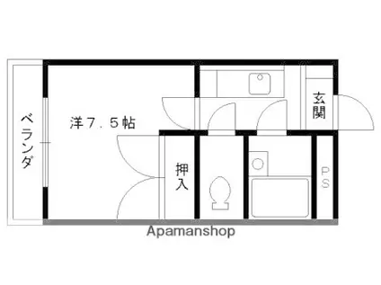 第6レジデンス春田(1K/4階)の間取り写真