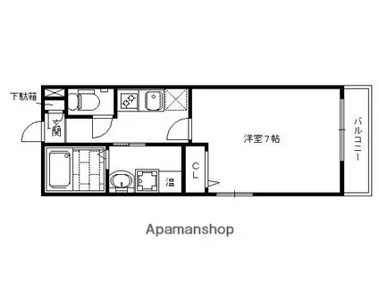 サクシード上鳥羽(1K/1階)の間取り写真