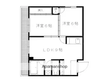 シャトレ西陣(2LDK/3階)の間取り写真
