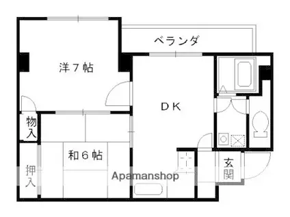 ライオンズ御前三条ビル(2DK/2階)の間取り写真
