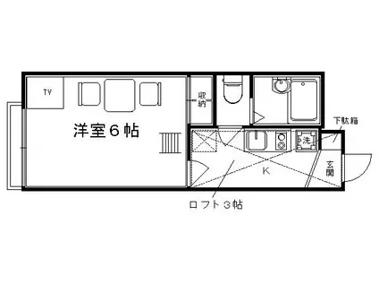 レオパレス佐井通(1K/2階)の間取り写真