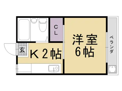 二軒茶屋マンション(1K/3階)の間取り写真