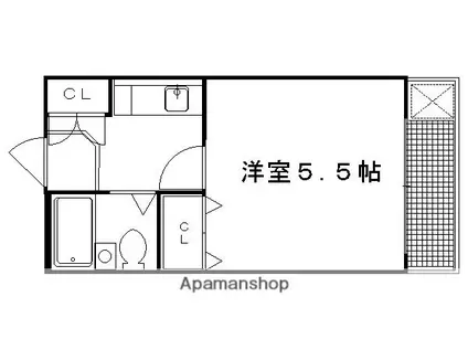 ピア西洞院(1K/2階)の間取り写真